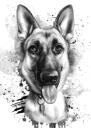Retrato de grafite do cão pastor alemão em fotos