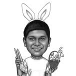 Easter Caricature in Black and White Style
