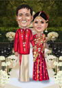 Indian Bollywood Couple Drawing Caricature from Photos with Custom Background