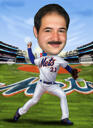 Fan on Baseball Stadium Caricature
