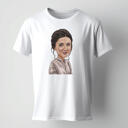 Vrouw Karikatuur van Foto's op T-shirt Print