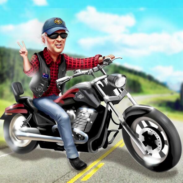 Caricatura motociclistului Caricatură „Motociclist”
