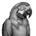 Caricatura papagalului: stil monocrom
