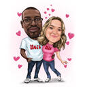 Desenho de caricatura de casal amoroso dele e dela