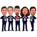 Caricatură de grup de supereroi cu logo
