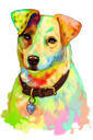 Hund ritning porträtt akvarell regnbåge stil