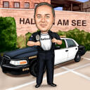 Důchodový policista kreslený dárek