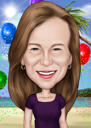 Mommy Birthday Caricature Gift in Color Style from Photo