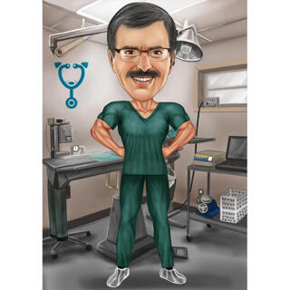 Veterinarian Caricature from Photos with Colored Background