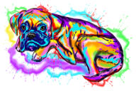 Retrato de corpo inteiro em aquarela de bulldog em fotos