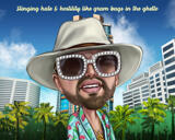 Custom Person Colored Caricature with Any City, Town or Village Background