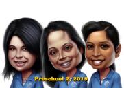 Brugerdefineret tegneserieportræt til pigeveninder
