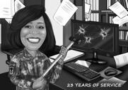 Siyah Beyaz Tarzda Askerlik Emekliliği Çizimi