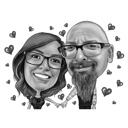 Caricatura de San Valentín en blanco y negro