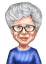 كاريكاتير السيدة العجوز في أقلام ملونة