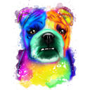 Rainbow Watercolour Bulldog Portrait from Photos