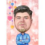 Caricature Love with Hearts Background