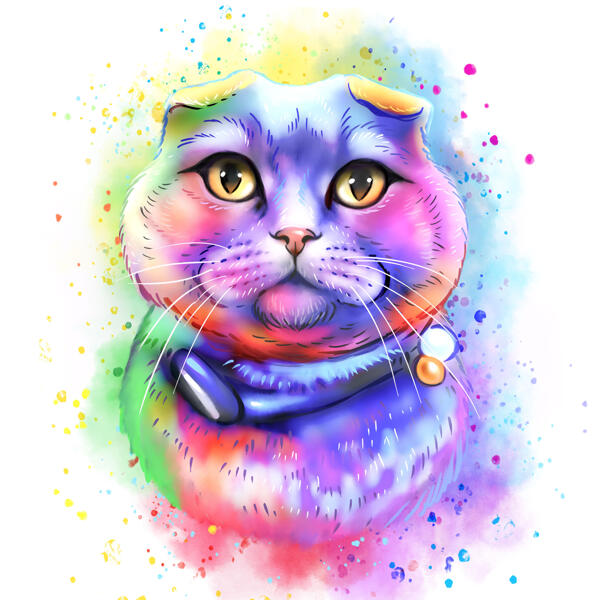 Pastel Watercolor Cat Portrait