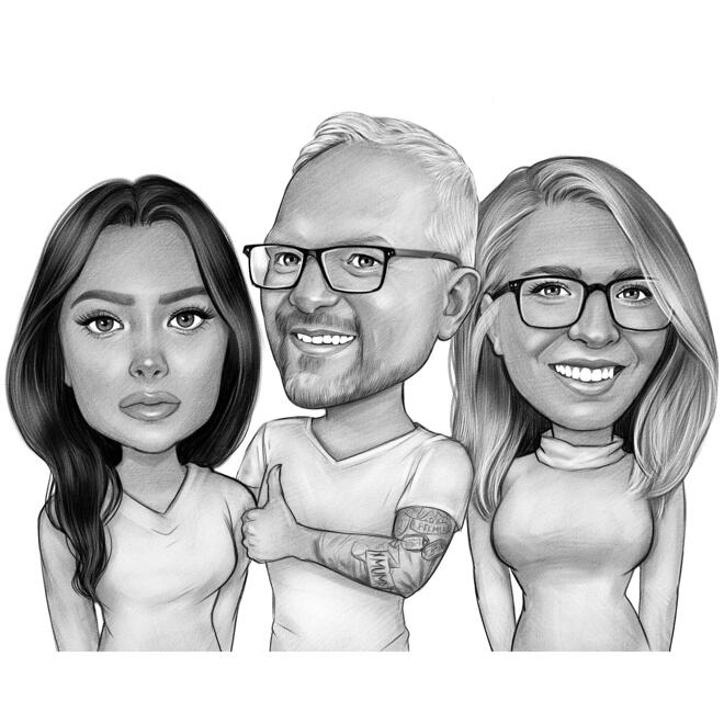 Black and White Group Pencils Drawing