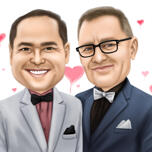 Caricature de portrait gay romantique pour cadeau d'anniversaire
