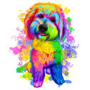 Ganzkörper-Regenbogen-Aquarell-Bichon-Malteser-Porträt