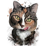 Cat Portrait in Natural Watercolor Style from Photos