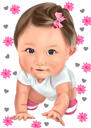 Caricatura de bebê linda e personalizada desenhada à mão a partir de fotos