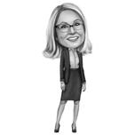 Caricature d'une personne en noir et blanc