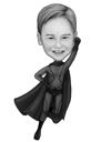 Caricature personnalisée d'un enfant volant de super-héros