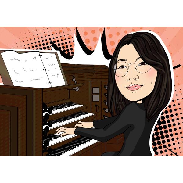 Playing Piano Pop Art Comic Cartoon
