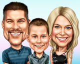 Exaggerated Family Caricature with Background