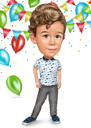 Caricature de garçon d'anniversaire personnalisée à partir de photos dans un style coloré