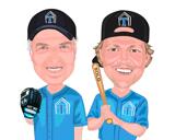 Caricatura deportiva personalizada de dos personas