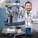 Chirurgiekarikatuur met Da Vinci-robot