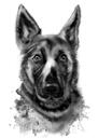 Retrato de grafito de perro pastor alemán de fotos