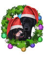 Hundeporträt mit Weihnachtskranz