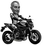 Caricatură de motocicletă în stil alb-negru
