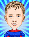 Tegneserietegning af superhelt i pop art-stil