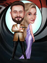 desenho animado casal James Bond