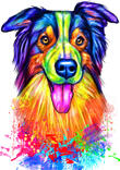 Hund+Zeichnung+Portrait+Aquarell+Regenbogen-Stil