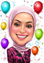 Persoon verjaardag karikatuur cadeau met confetti achtergrond voor 25e verjaardag