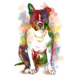 Celotělový akvarel Stafordšírský pes