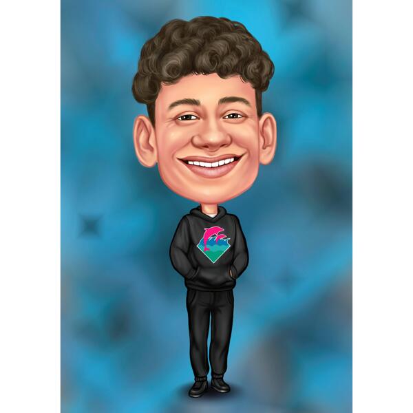 Full Body Caricature with One Color Background