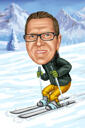 Карикатура лыжника нарисованная с фото