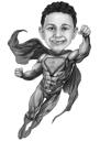 Caricature personnalisée d'un enfant volant de super-héros