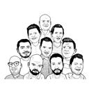 Dibujo de caricatura grupal de contorno