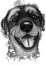Grafit Rottweiler portræt fra fotos i akvarel stil