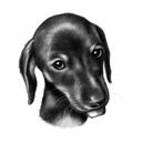 Puppy Caricature in Black and White Style
