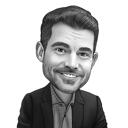 Karikatuurne nägu: must-valge stiil