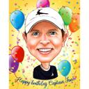 Birthday Caricature with Baloons and Confetti